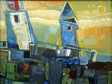 Windmills, Oil on Cardboard 51x38cm, 2004